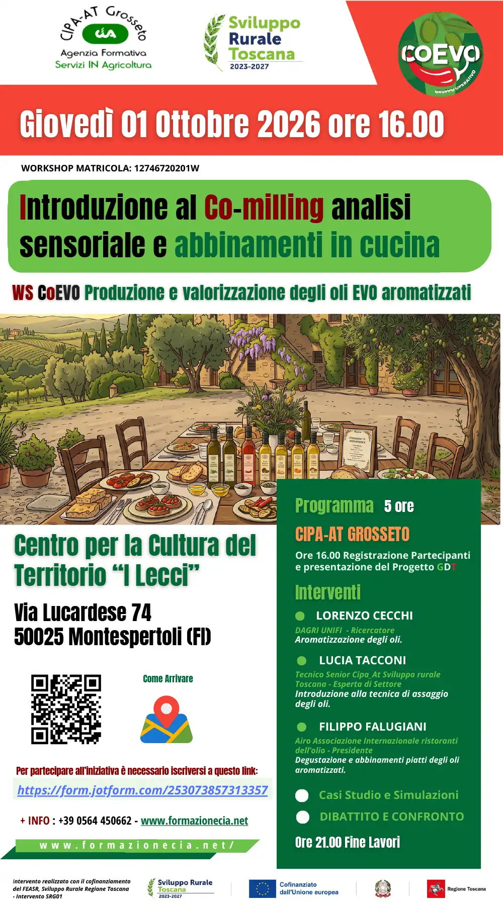 Produzione e valorizzazione degli oli EVO aromatizzati. Workshop COEVO a Montespertoli il 1° ottobre 2026